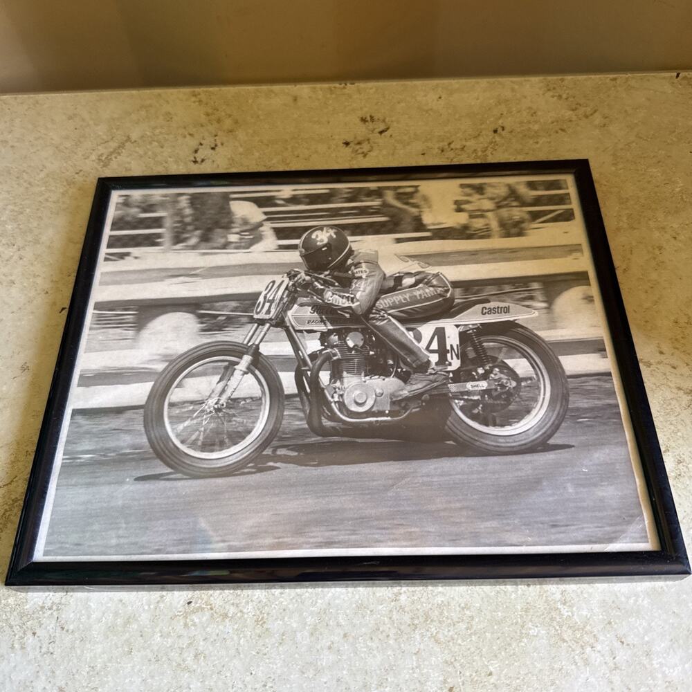 Vintage Motorcycle Racing Photo Black & White 8.5” X 10”